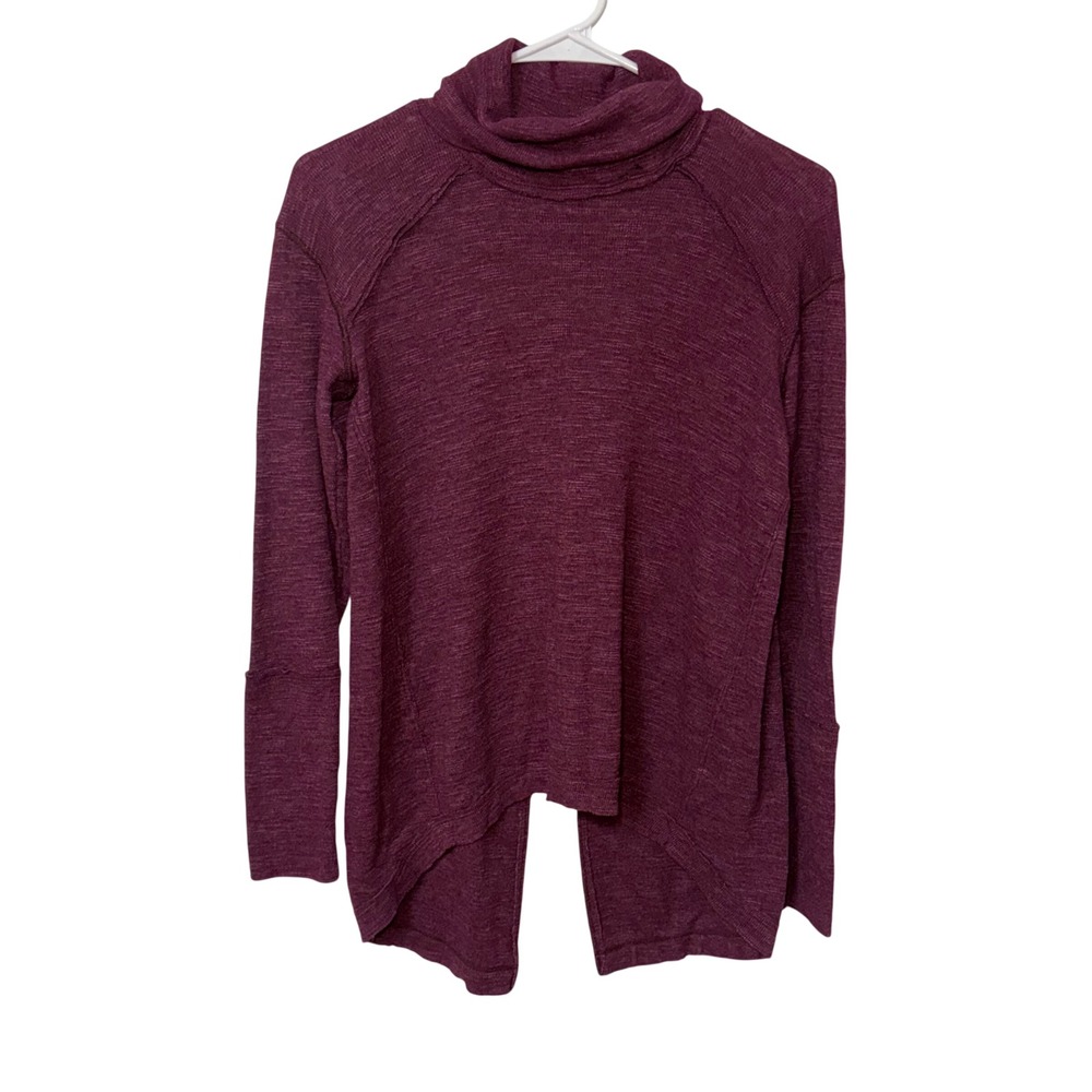 We The Free People Purple Split Back Turtleneck Sweater Top XS boho lagenlook‎